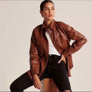 Abercrombie & Fitch Vegan Leather Jacket Brown